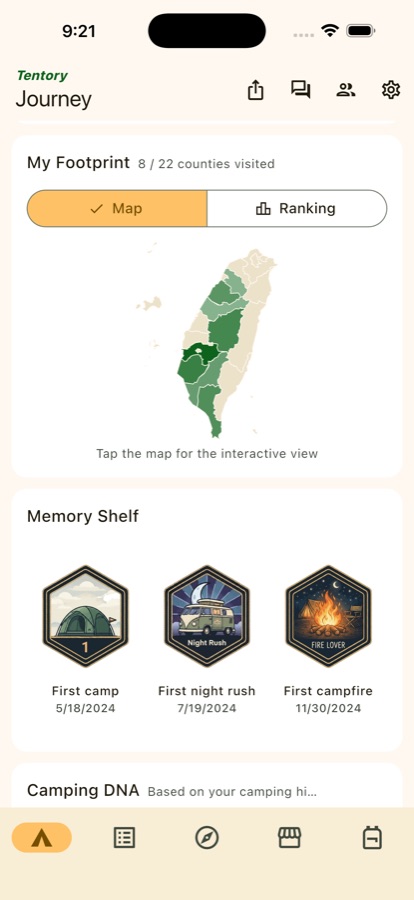 Light-up map of Taiwan with hexagonal memory-shelf patches